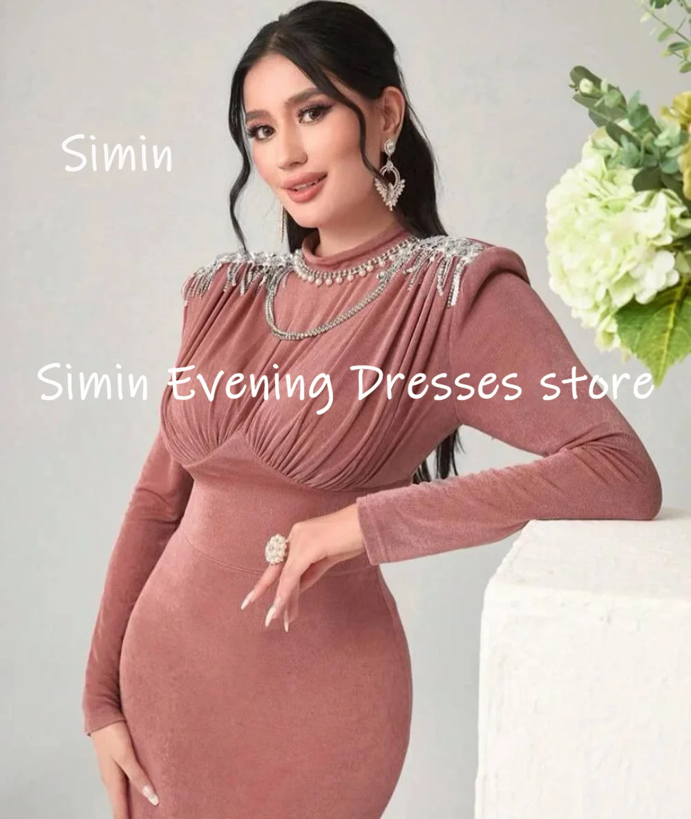 Simin Satin Mermaid Scoop Neckline Popular Sequins Formal Prom Gown Tea-length Evening Elegant Party dresses for women 2023