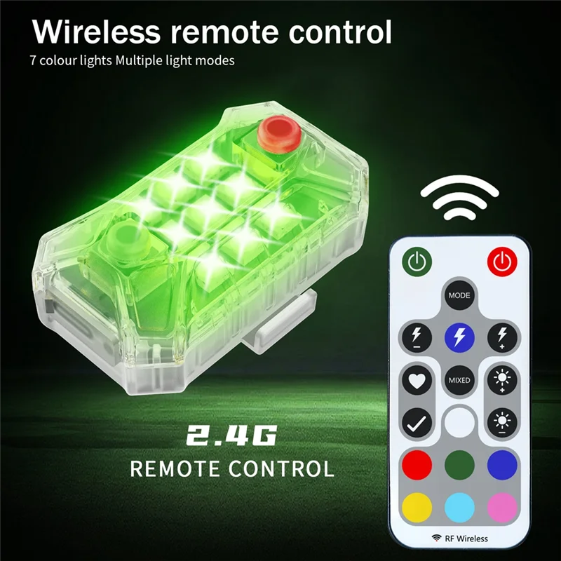 Luci stroboscopiche a LED ricaricabili wireless PHILE con telecomando impermeabili per aerei drone per auto da moto
