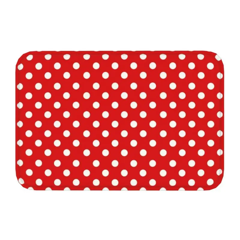 Classic Red And White Polka Dots Doormat Non-Slip Kitchen Welcome Mat Living Room Door Floor Entrance Carpet Rug Footpad