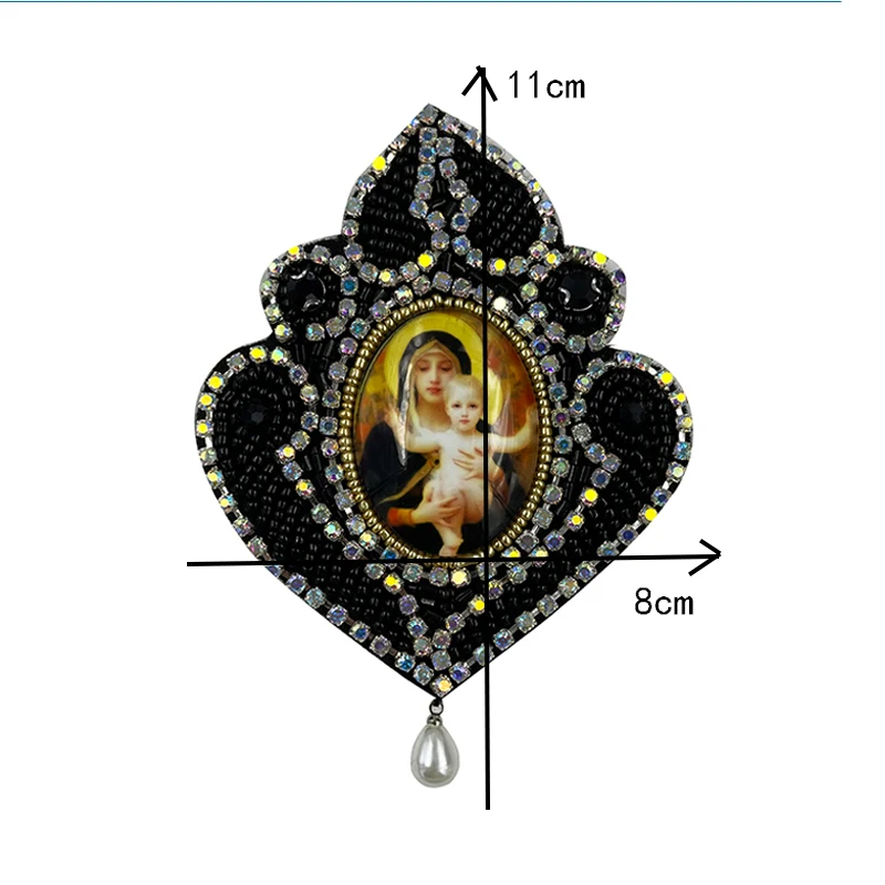 3D Handmade New Heavy Lndustry Love Heart Tassel Pendant Virgin Bead Embroidery Cloth Paste Glass Diamond Apparel Patch