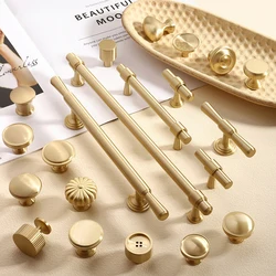 Pure Copper French Gold Wardrobe Handle Solid  Brass Cabinet Door Handle American Cabinet Door Drawer Gold Handle Brass