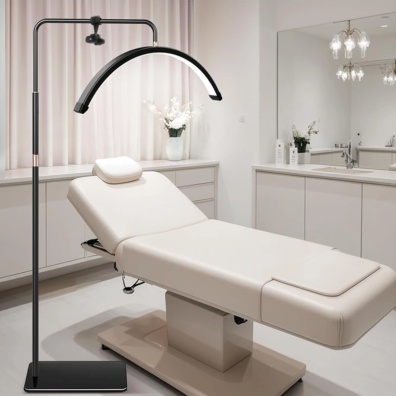 24in نصف القمر LED حماية العين على شكل حرف U الطابق ملء الضوء مع ستبليس يعتم التحكم عن بعد لصالونات التجميل استوديوهات الأظافر