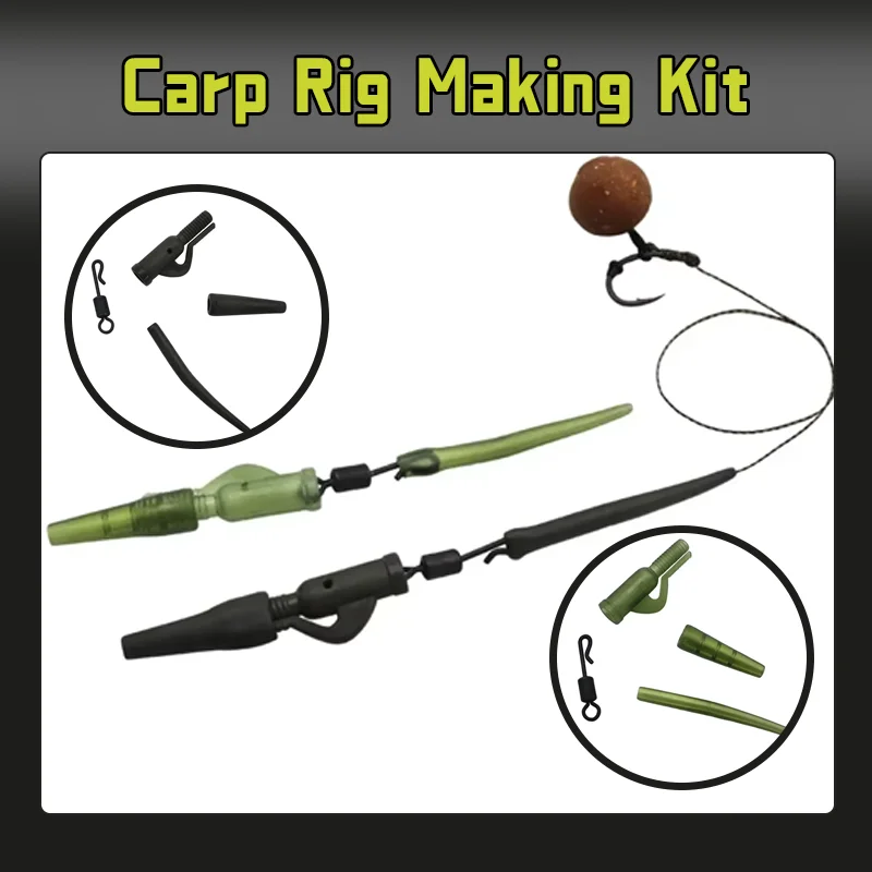 40-teiliges Karpfenangel-Zubehör-Set: Bleiclips, Schnellwechsel-Wirbel, Gummi-Anti-Tangle-Hülsen für Karpfen-Rigs und Grobfisch-Angelausrüstung