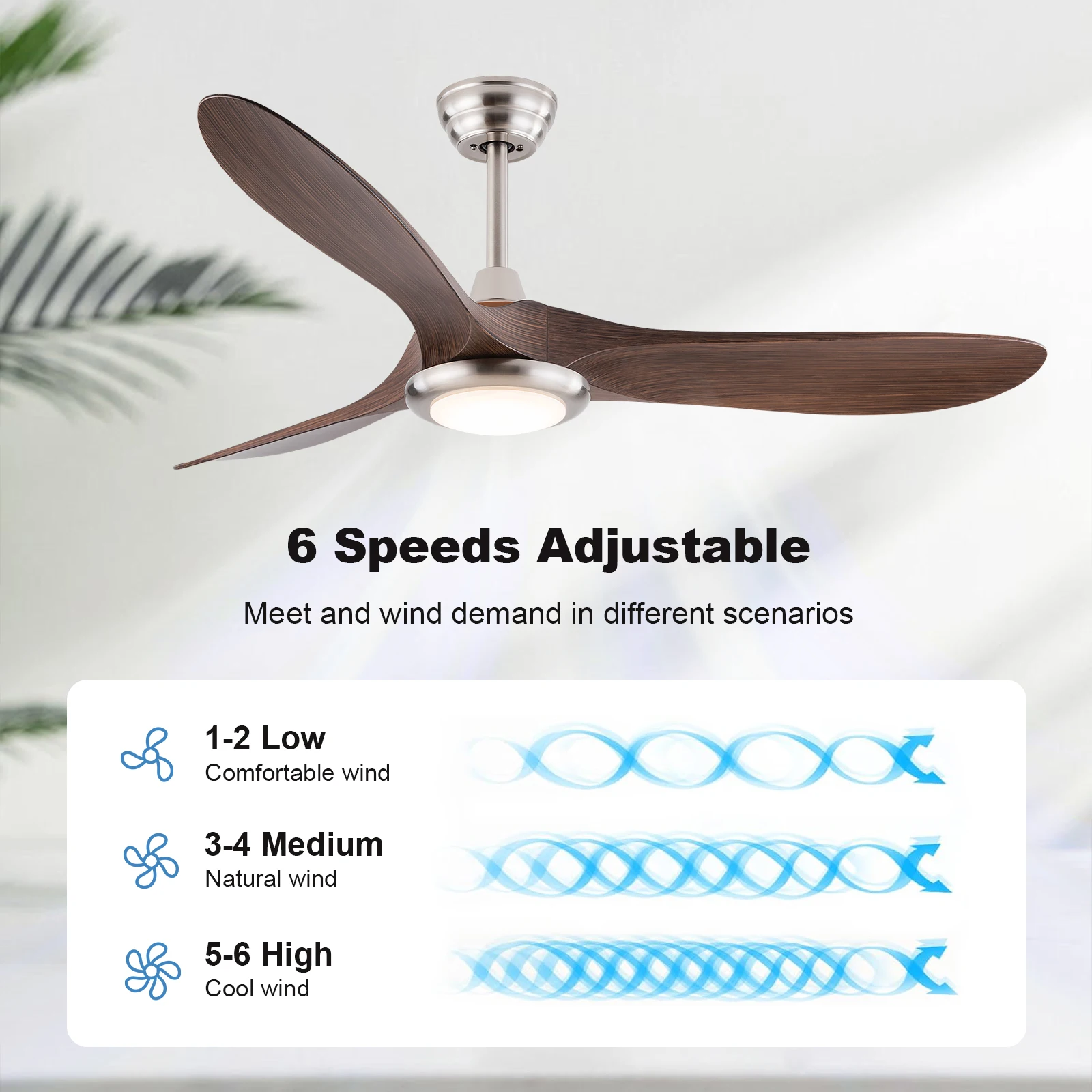 ventilador techoCeiling Fans With Lights Remote Control 6 Speeds Dimmable Noiseless Bedroom Living Room Ceiling Fan