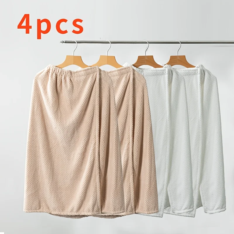 

4-pack Coral Fleece Bath Towel Robes - Highly Absorbent,Quick-drying and Soft,Modern Pineapple Pattern Design, 3 Colors for Spa,