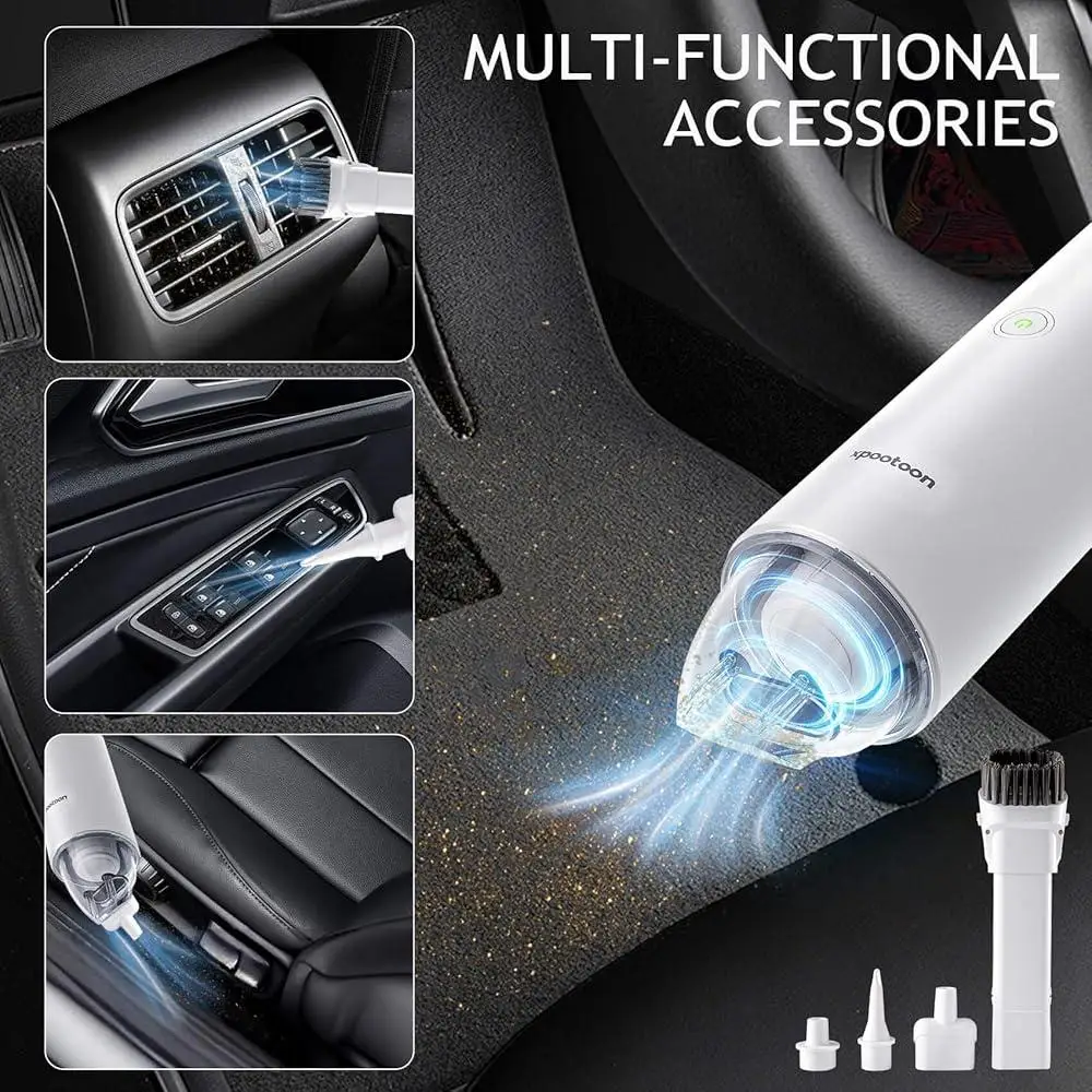 Портативный беспроводной автомобильный пылесос, ручной перезаряжаемый пылесборник со светодиодной подсветкой, 4 в 1, всасывающий очиститель для волос домашних животных