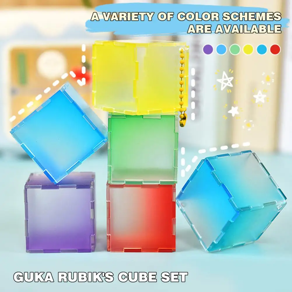 Guka Card Cube Small Item Storage Container Fun DIY Toy Card Box Gradient with Stickers Clearly Visible Design Card Holder
