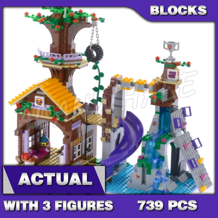 739pcs Friends Adventure Camp Jungle Forest Tree House 10497 Model Building Bricks Blocks Emma Sets girls Compatible with