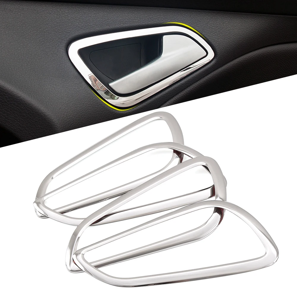 Stainless Steel Interior Doors Hand-clasping Door Handle Decoration Ring Sticker for Ford Focus 3 MK3 2012 - 2014 Car Stickers