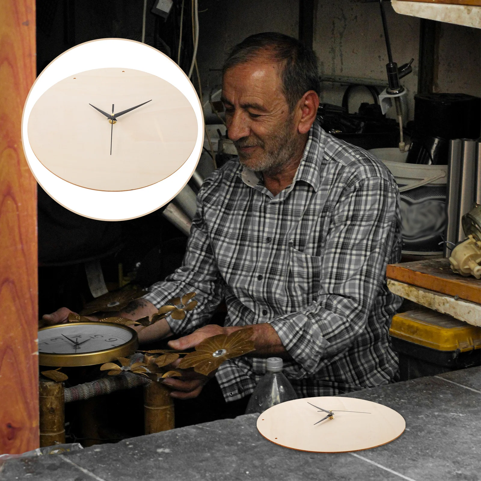 

2 set Blank Wooden Clock Face Kit Unfinished Round Diy Wall Clock Dial For Home Office Decor Craft Projects Wood Wall Clocks