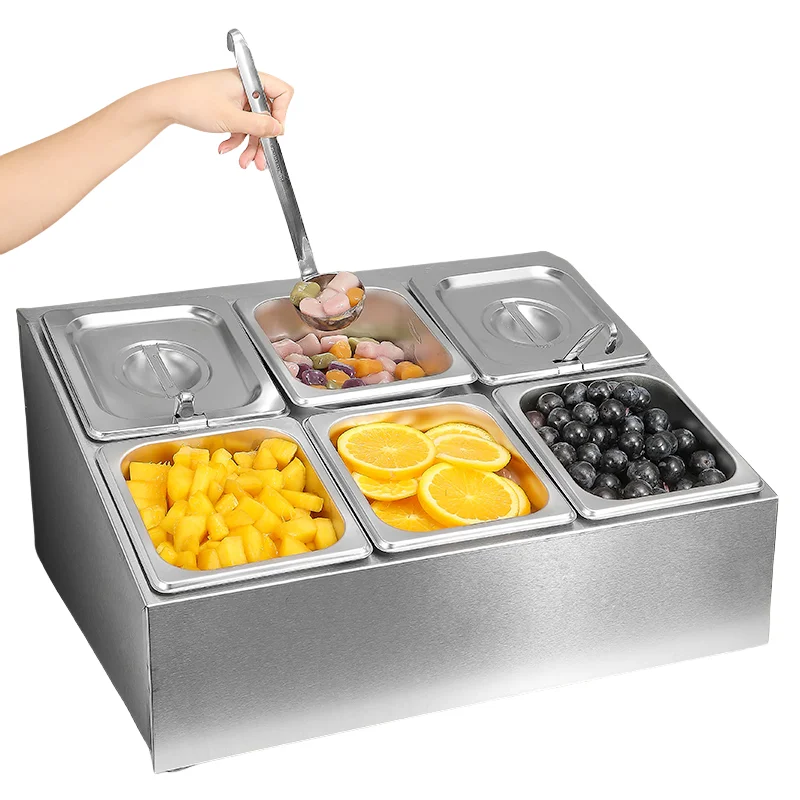 Metal Restaurant Kitchen Supplies Set Fruit Salad Preparation Station Dressing Box