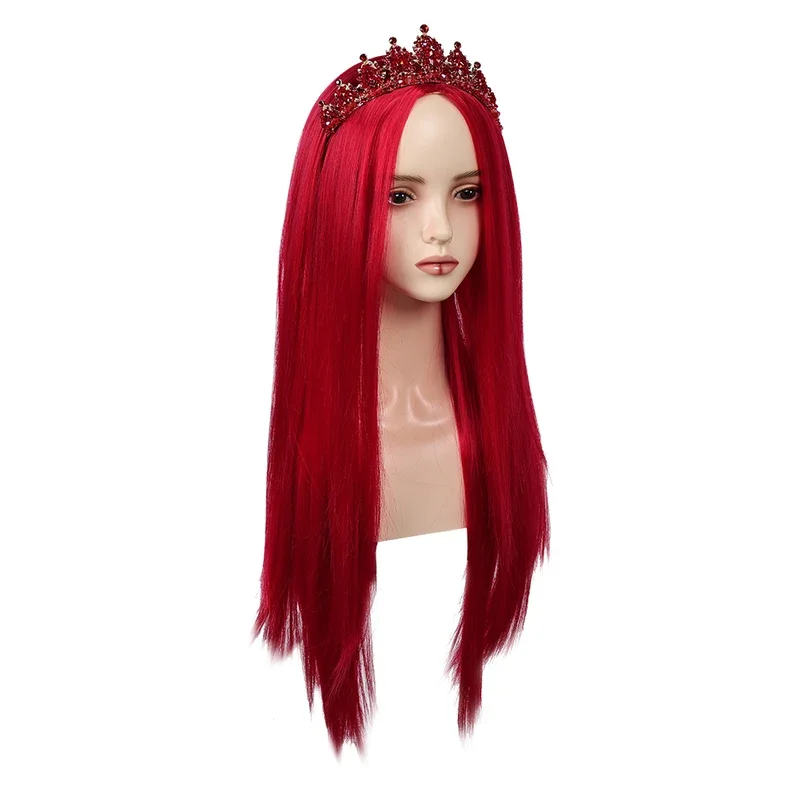 FC62024 Movie Descendent Rise Cosplay Fantasy Costume Accessories Heart Queen Wigs Red Long Straight Hair Women Hair Hallow@FC8！