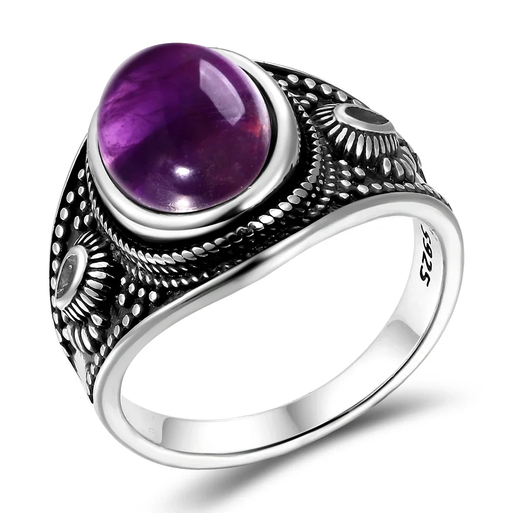 Natural Amethyst 925 Silver Jewelry Rings Men For Women Party Wedding Anniversary Engagement Gifts Fine Jewelry