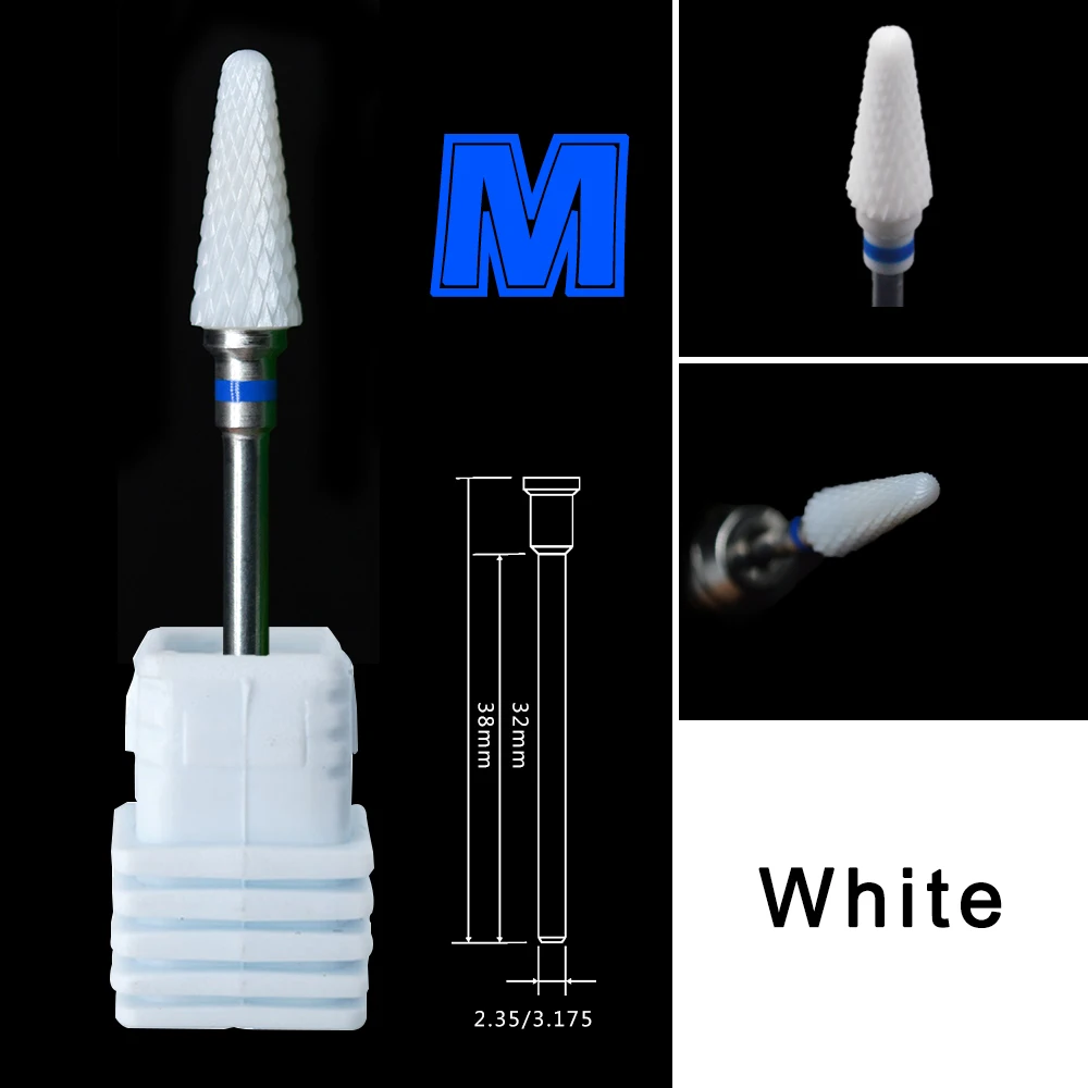 RolinStar Conical ceramic Milling Cutter For Manicure nail drill bits  Pedicure Milling Cutter