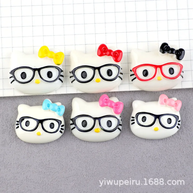 100PCS Wholesale Sanrio KT Cat Resin Accessories Resin Flatback Cabochon Charm DIY Crafts Phone Case Flatback Charms Material