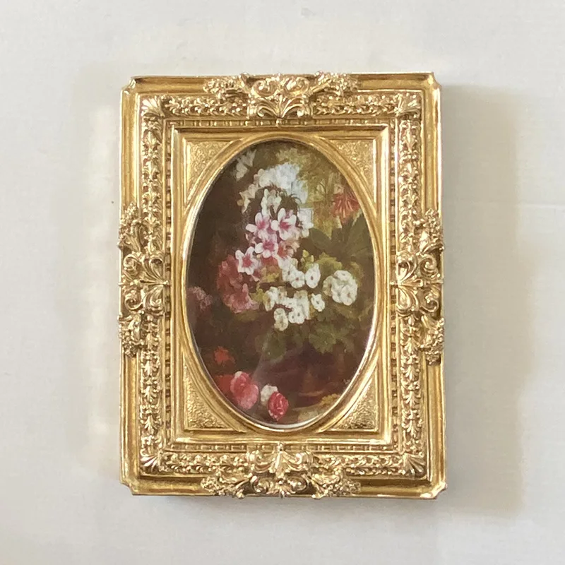 Golden Embossed Resin Picture Frame Holder Table Decoration Vintage Rectangle Photo Frame Wall