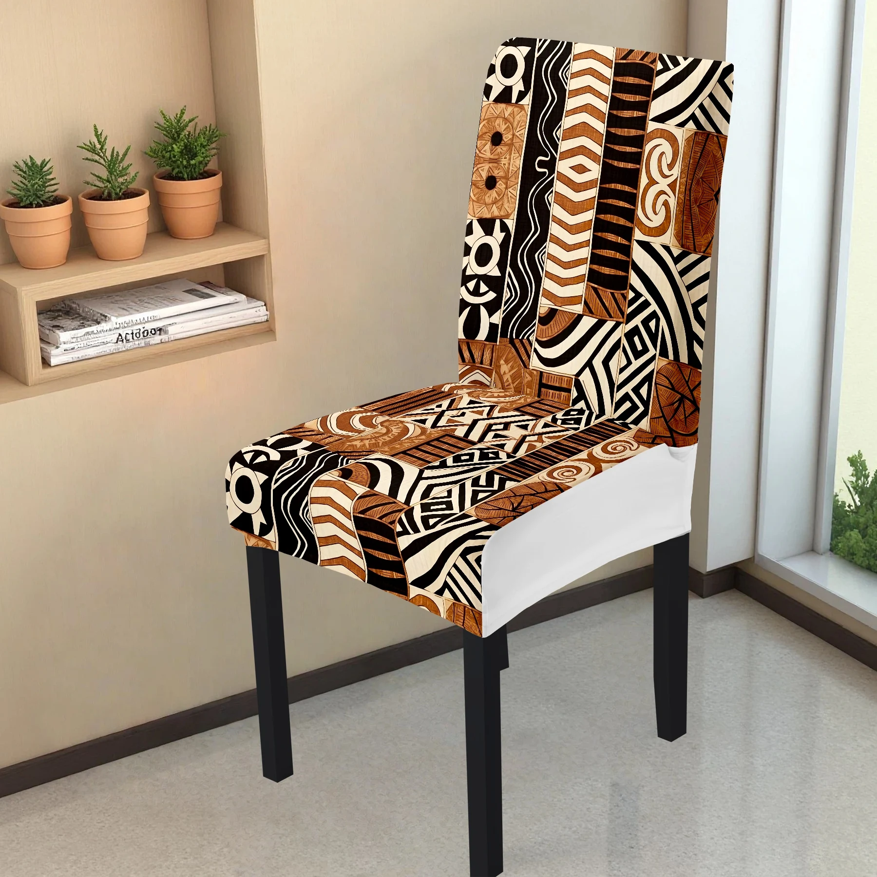 

2026 New Elastic Full - Coverage Chair Cover with African Ethnic Geometric Pattern, Summer Outdoor & Indoor