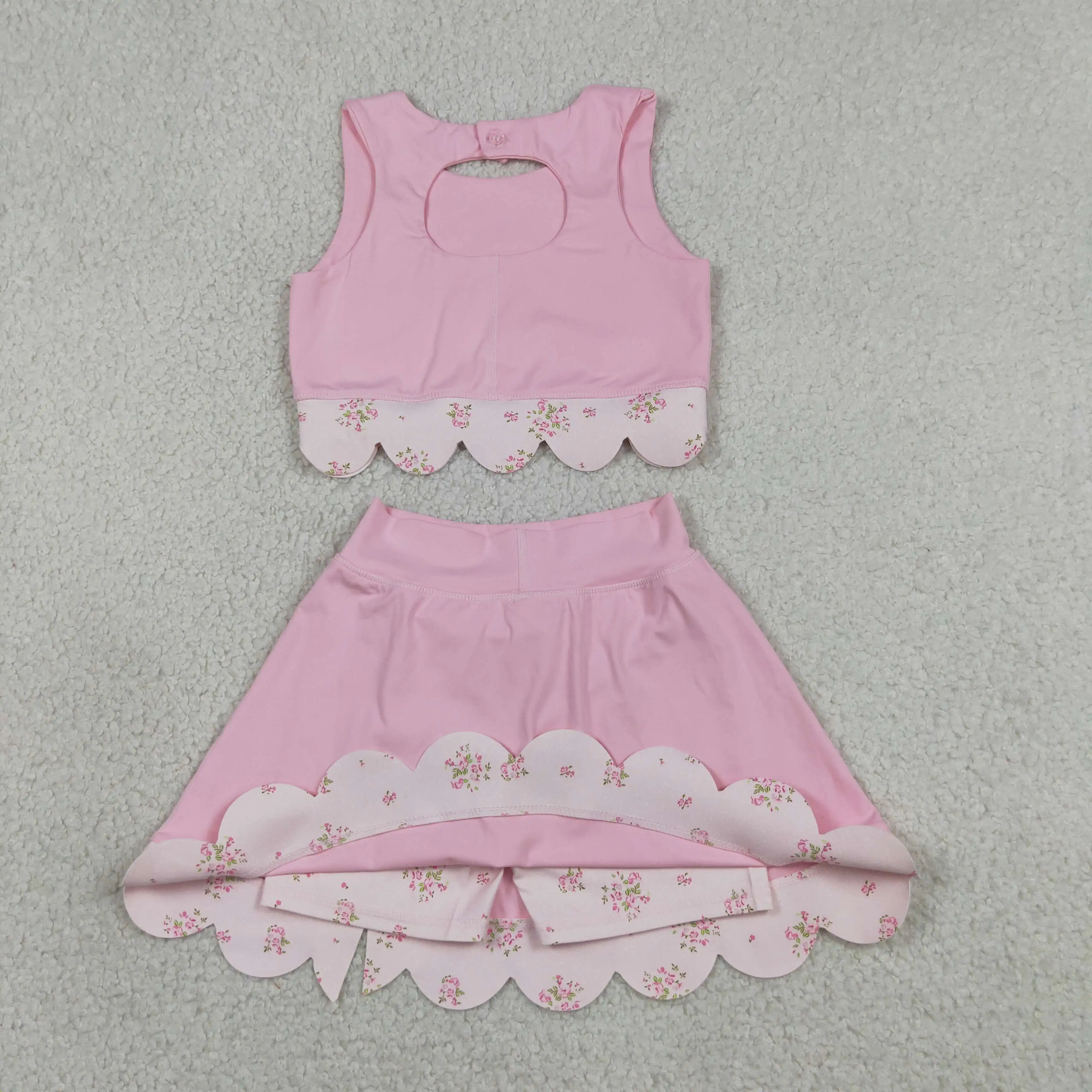 Baby Yoga Clothing - 卸売ベビーガールヨガアクティブピンク服幼児シャツ花柄リボンスカートショーツキッズガールズスコートセットアスレチックサマー服