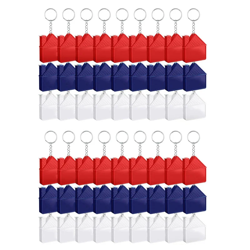 ABJI-60 Pcs House Shape Tape Measure Keychains 1M/3Ft Real Estate New House Gifts Closing Gifts For Home Buyer