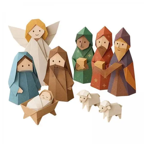DIY Art Crafts Supplies Origami Nativity Scene Small Paper Kit Creative Decoration Items Christmas Home Decoration Elegant Style