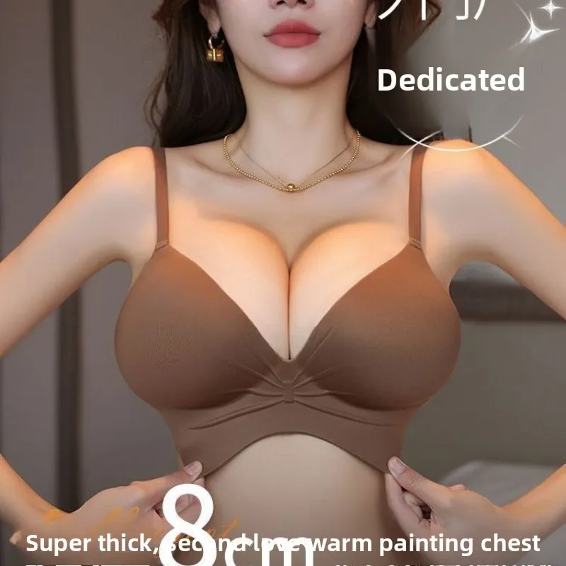 

Бесшовный бюстгальтер пуш-ап толщиной 8 см для женщин с маленькой грудью, без косточек, чашка «персик», универсальный размер AB, нижнее белье, распродажа, хит продаж