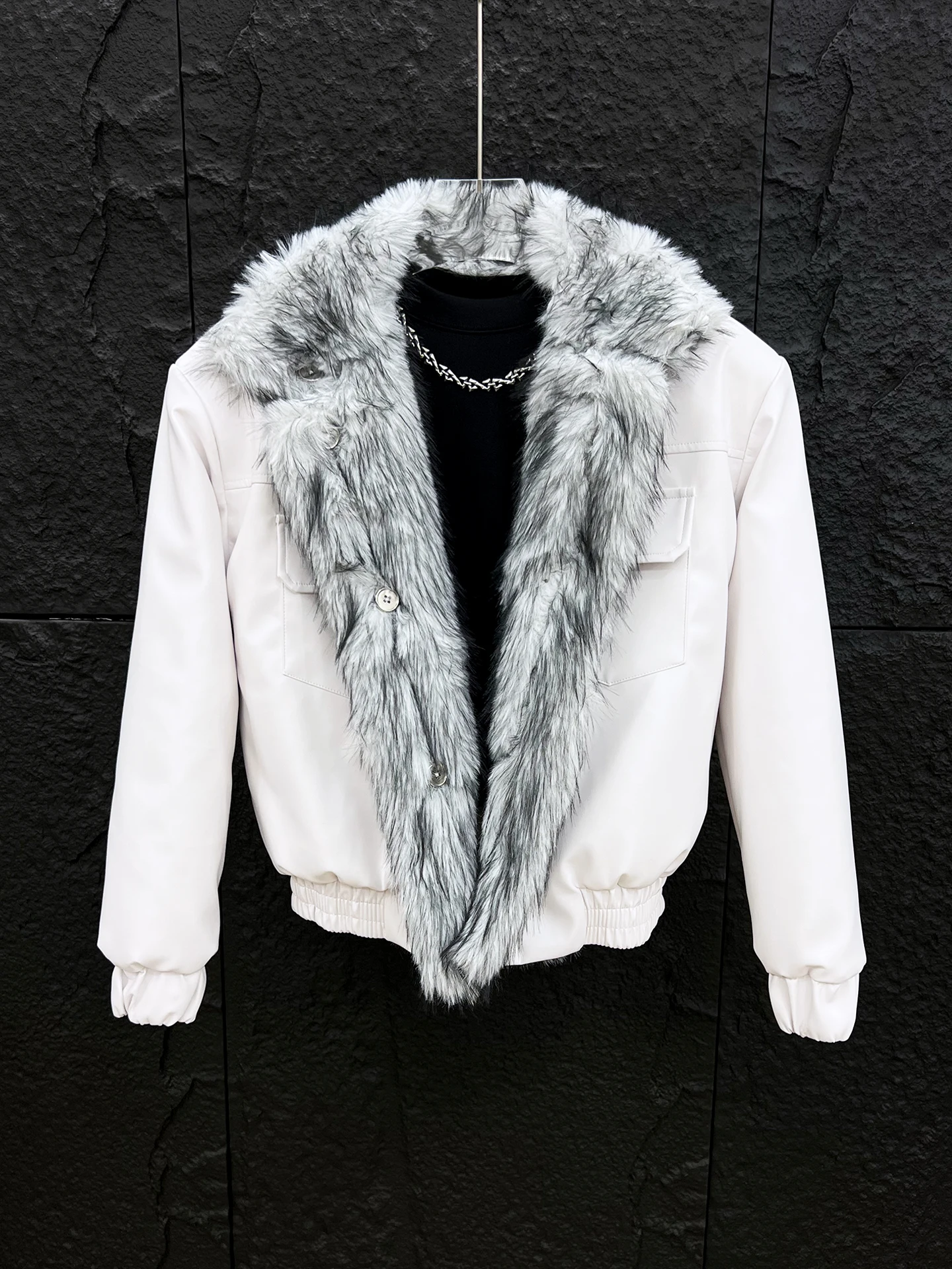 Winter Thickened Short Jacket Men's Coat with Large Fur Collar Korean Style Duckling down Cotton Clothes Casual Style