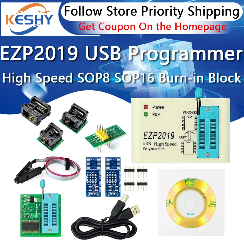 

EZP2019 USB High Speed Programmer 24/25/93 EZP2010 2013 SOP8 SOP16 Burn-in Block EZP20