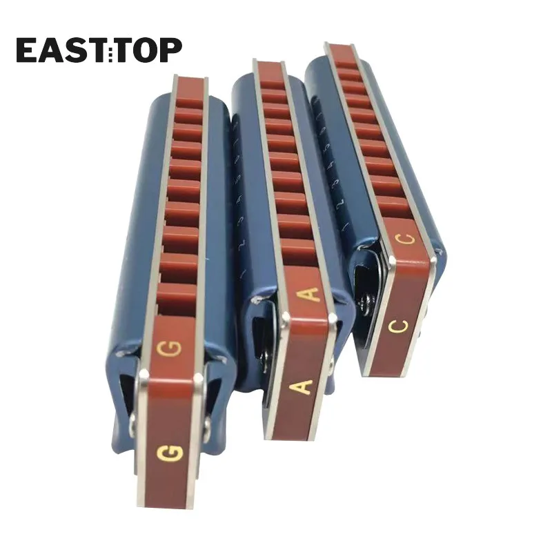 EASTTOP T008K-3 New Harmonica Brass Reedplates Phosphor Bronze Reeds Diatonic Blues Harp Good Harmonica