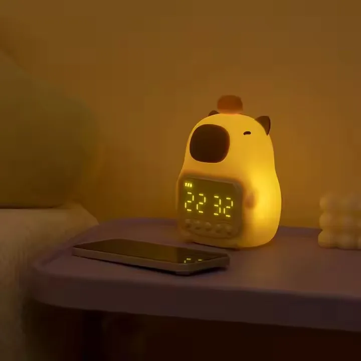 Kabala alarm clock intelligent charging student specific cartoon timer desktop clapping pufferfish night light