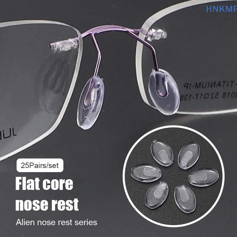 

25Pairs/Set PVC Plug-in Eyeglasses Nose Pads Transparent PVC Anti Slip Nosepads Flat Oval Eyewear Bracket Eyeglass Accessory