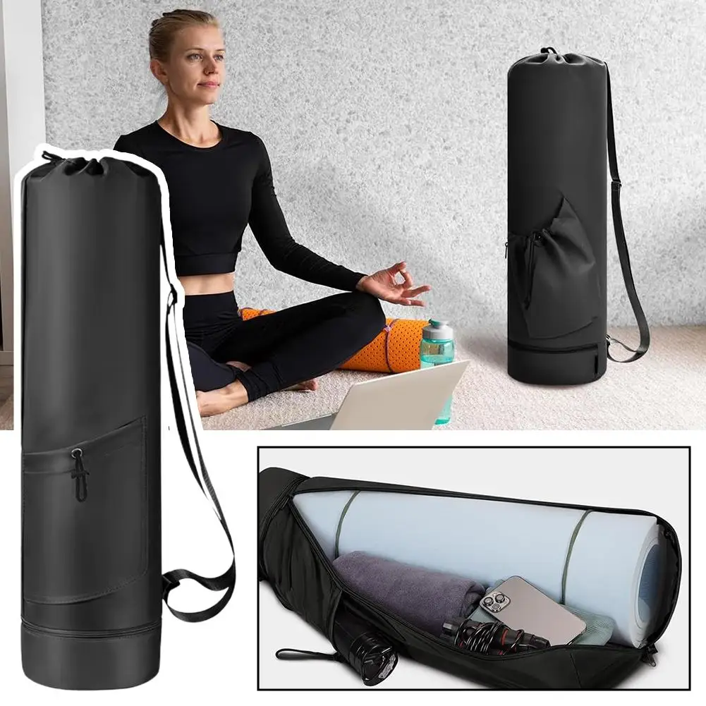 Yoga Mat Bag 79x19cm Waterproof Large Capacity Carrier Shoulder Strap Gym Storage Backpack with Bottle Pocket for Women Pilates