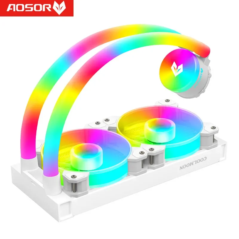 Radiador 240 do refrigerador de água da cpu rgb para intel amd, controle de temperatura pwm tudo-em-um dissipador de calor da cpu do computador argb aura sincronização