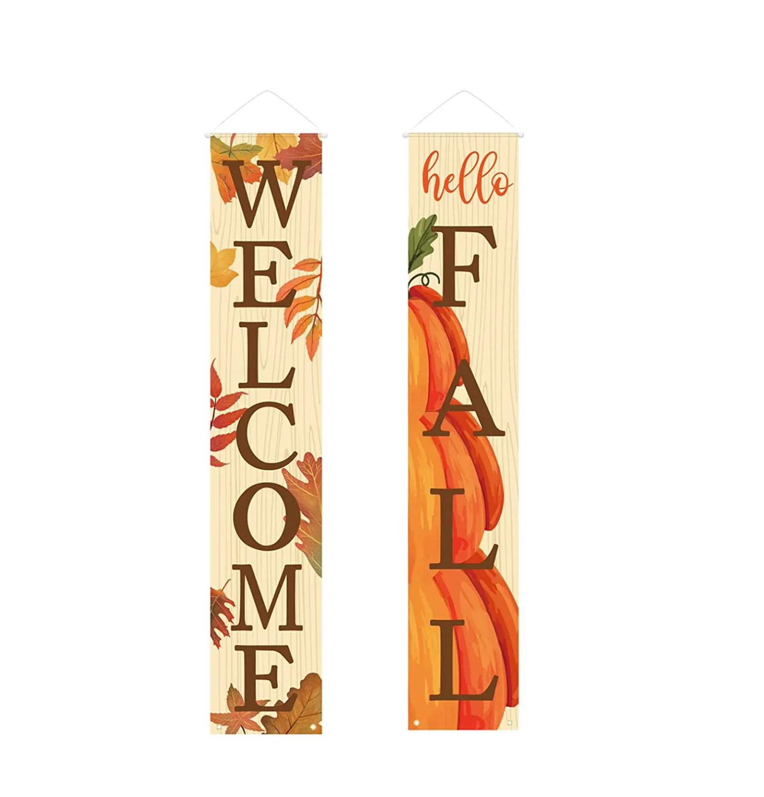 70*13 Inch Fall Decor - Welcome Fall Signs For Front Door Decoration, Hanging Leaves and Pumpkins Porch Banners