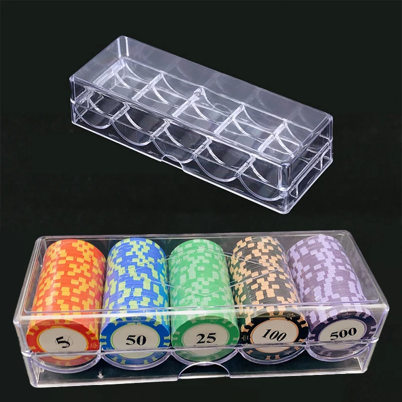 Poker Chips Box Acrylic Fine Chips Transparent Box Casino Gambling Chips Storage Case With Covers Coin Collection Holder Boxes