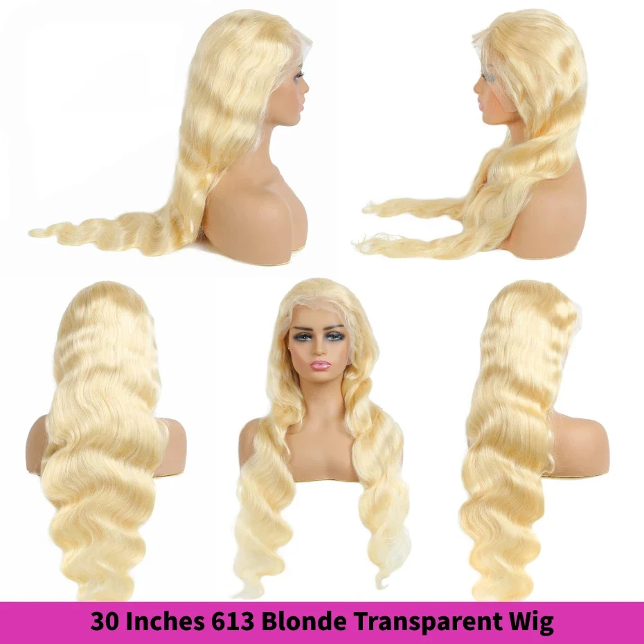 Transparent Lace Front Wig 613 Blonde Body Wave13x4 13x6 360 Lace Frontal Wigs 180 200 220 Density Brazilian Human Hair Wig Pre Plucked Brazilian Remy Hair Wigs