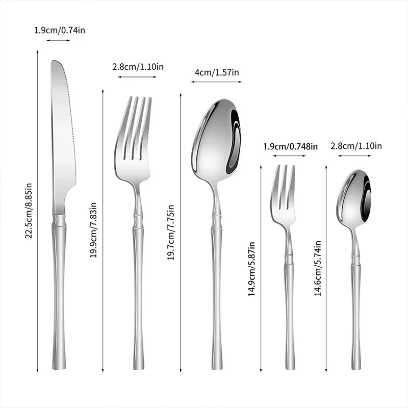 6/30pcs stainless steel cutlery set, small waist knife and fork, suitable for restaurants, holiday kitchen tableware gifts.
