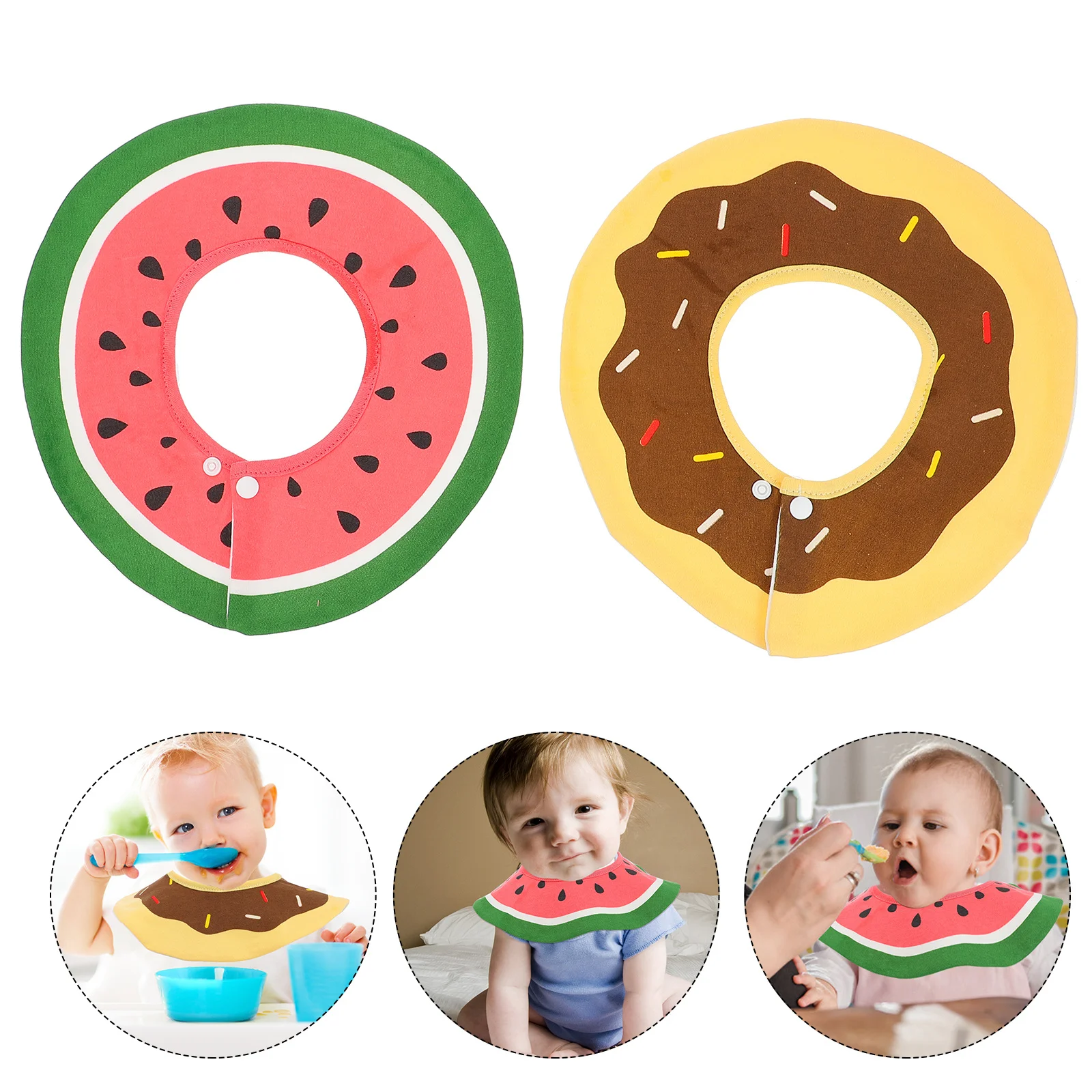 2Pcs Baby Lätzchen 360-Grad Rotierenden Runde Baumwolle Sabbern Wasserdicht Zahnen Säuglingsernährung Liefert 360-Grad Baby Lätzchen