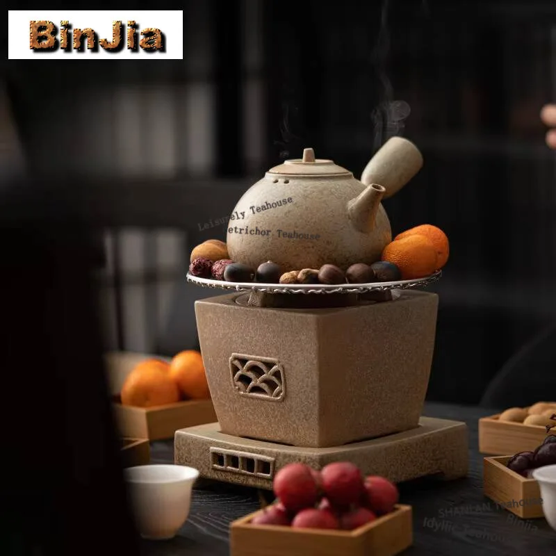 

Ретро морская рифовая глазурь керамические угольные огненные печи грубая керамика с боковой ручкой горшок чайник для кипящей воды для Infusions чайная церемония