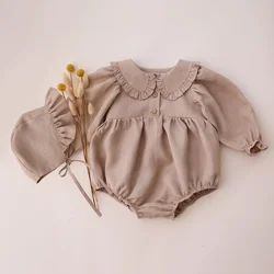 2Pcs Spring Baby Girls Clothes With Hat 0-2Y Infant Romper Toddler Long Sleeve Newborn One Piece Baby Girls Jumpsuit
