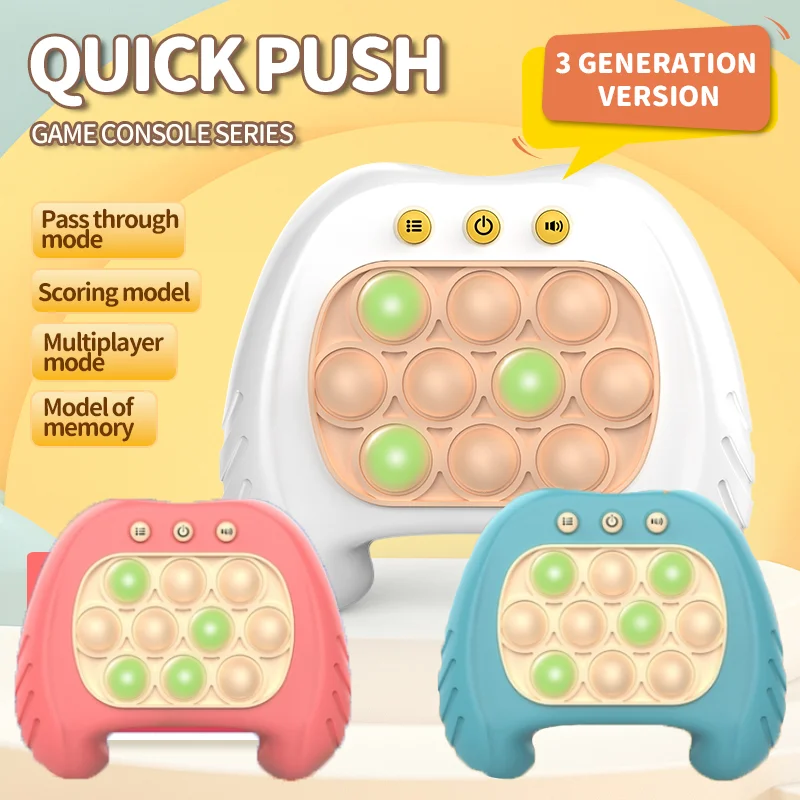Quick Push Bubbles Game Machine Kids Fun Whac-A-Mole Squeezing Anti Stress Sensory Bubble Electronic Pop Light Fidget Toy Gifts