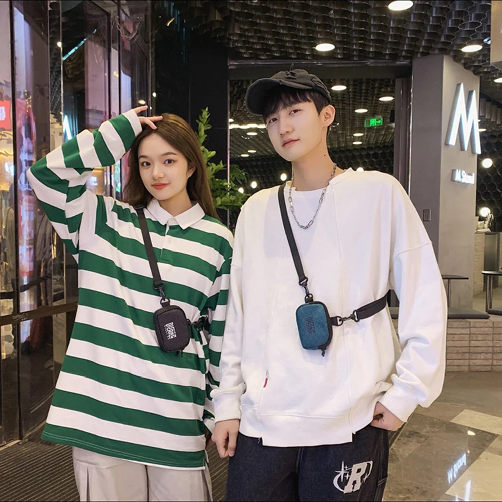 Portable Neck Hanging Nylon Coin Purse Japanese Style Lanyard Couple Crossbody Bag Korean Style Casual Mini Storage Bag Unisex