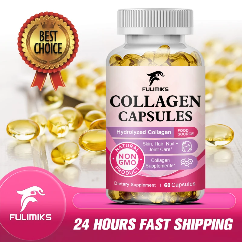 Collagen Capsules, Vitamin C Hyaluronic Acid Biotin Keratin Digestive Enzymes Grape Seed, Healthy Skin Hair&Nails Supplement