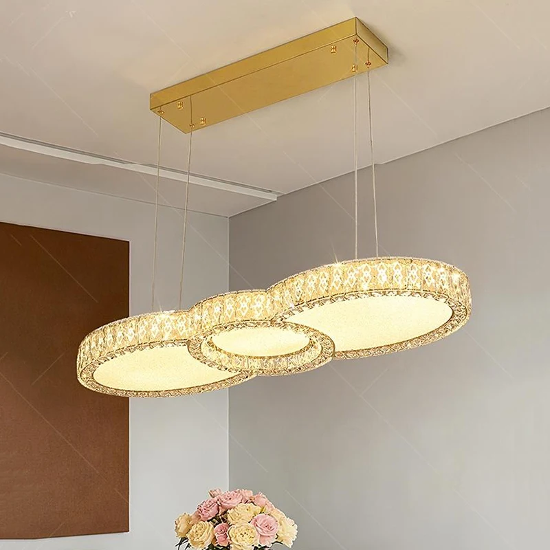 モダンクリスタルゴールドラウンド LED 天井吊りランプリビングダイニングテーブルルーム寝室キッチン家の装飾ペンダントシャンデリアライト