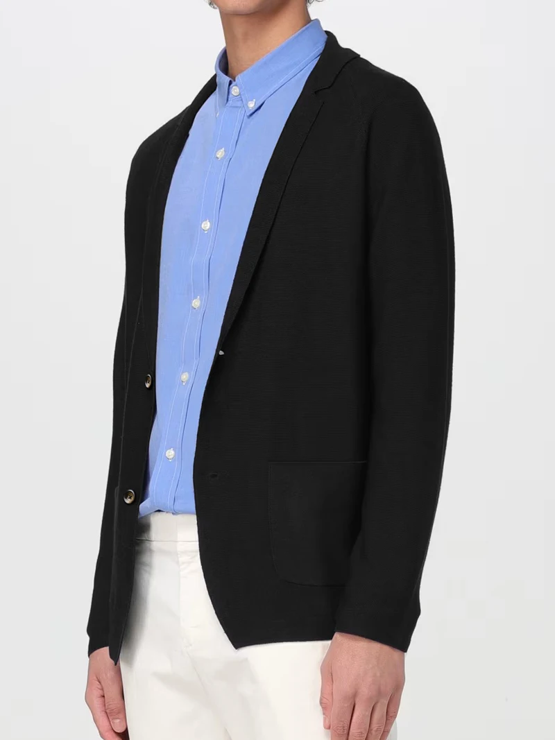 

Ele 7000 Men's Casual Woolen Knitted Jaet Thin Spring Season Breathable Comfortable Fit Stand Sle Two Buttons Suit