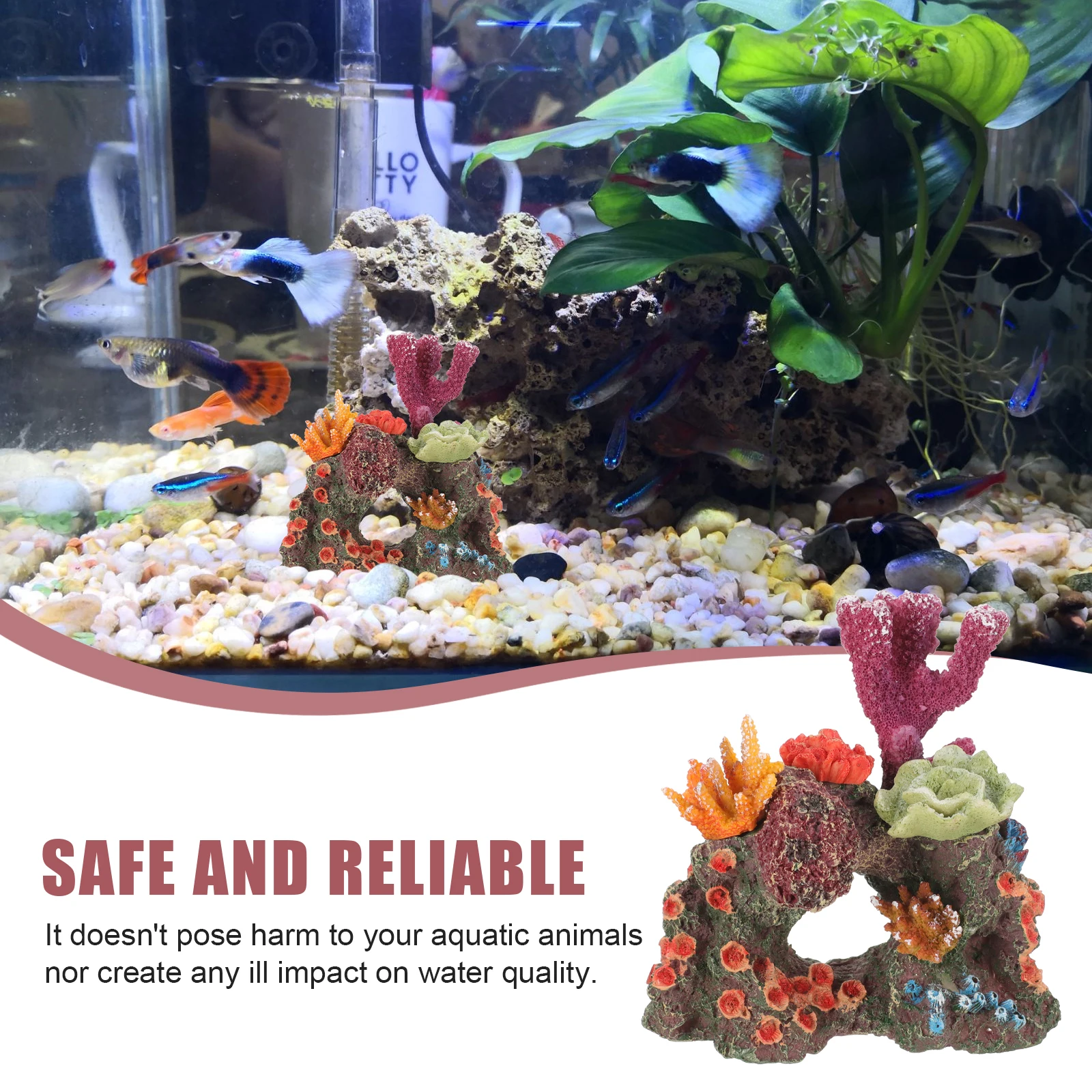 

Artificial Coral Reef Decoration for Fish Tank Aquarium Centerpiece Realistic Resin Accessories Underwater Habitat Safe Easy