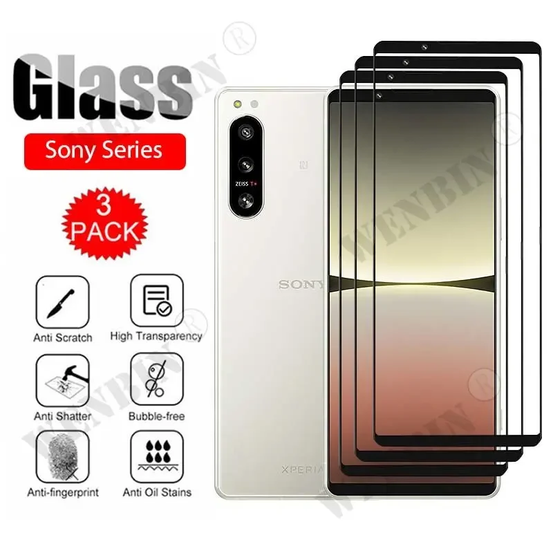 3 Pcs Tempered Glass For Sony Xperia 5 IV 10 IV 1 IV 10 5 1  III II 5 10 Pro 10 Lite 5 1 10 Plus Full Cover Screen Protector