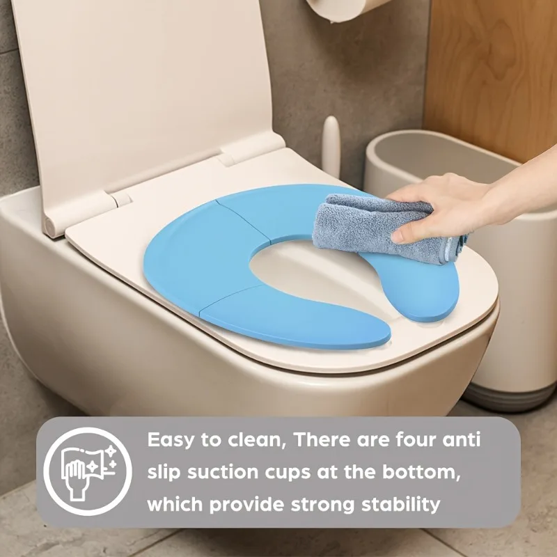 Assento de viagem dobrável com ventosa antiderrapante, capa portátil para assento de vaso sanitário para casa e viagens, material pp leve, 1 peça