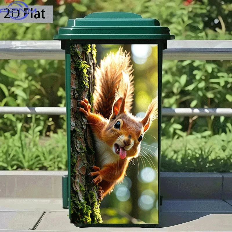 1pc of Trash Can Sticker, 37×82 Cm, Featuring a Squirrel Climbing a Tree with Its Tongue Out, Designed for Wall Decoration And