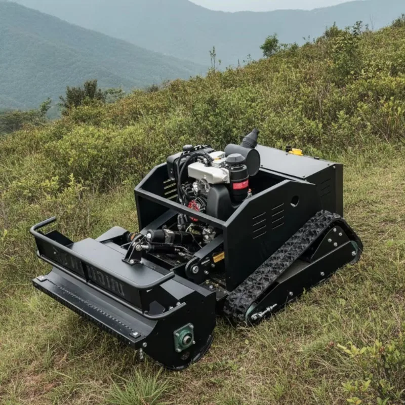 1000mm Cutting Width Rechargeable Remote Tracked Mower Vertical Shredding Grass Cutter Remote Control Lawn Mower