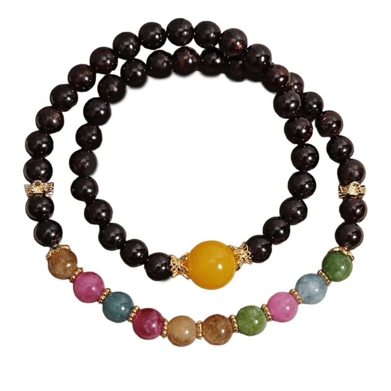 Eye Catching Natural Garnets Stone Double Loop Bracelet For Positive Atmospheres Fashion Accessory Stackable Wristband